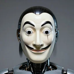 a cyborg wearing the dali mask
