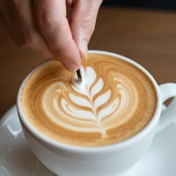 walter white latte art in a cup of coffee, highly detailed