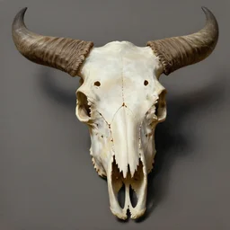 illustration of a painted bull skull, realistic painting, classical painting, high definition, digital art, matte painting, very detailed, realistic