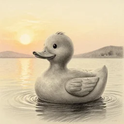 pencil drawing of a rubber ducky in the style of Ingres, very detailed, sunrise