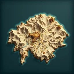 map of gondor, 3 d orthographic, d & d, color, intricate, highlydetailed,