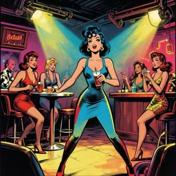 1960s nightclub comic book style art