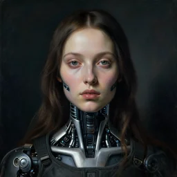 a close - up portrait of a cyberpunk cyborg girl, by el greco, rule of thirds