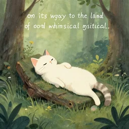 “ a cat on its way to the land of nod, whimsical, mystical,”