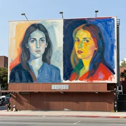 photograph of a corita kent and helen frankenthaler style billboard