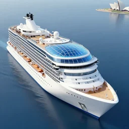 a giant luxury cruise liner spaceship, shaped like a yacht, with a glass hull and ceiling and see - through exterior, hull is a opera house, aerial view of opera house on spaceship, floating in outer space, galaxies and stars in background, asteroid belt in distance, well lit, 8 k, futuristic, high detail, vibrant colors, digital art