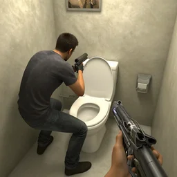playing counter strike global offensive while on the toilet, high quality realism