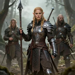 a dwarven female warrior, by Edgar Maxence and Ross Tran and Michael Whelan