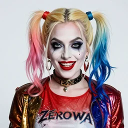 lady gaga as harley quinn, grotesque, horror, high details, bright colors, striking, intricate details, by vincent di fate, artgerm julie bell beeple, 1 9 8 0 s, inking, vintage 8 0 s print, screen print