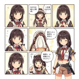 a complete page of an epic graphic novel about a cute woman who likes to cosplay