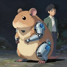 rodent, cybernetic enhancements, art by makoto shinkai and alan bean, yukito kishiro