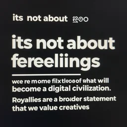 its not about feelings. we're building the first blocks of what will become a digital civilization. royalties are a broader statement that we value creatives.