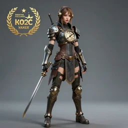 full length photo of a real - life beautiful clockpunk warrior, 8 k, hdr, smooth, sharp focus, high resolution, award - winning photo
