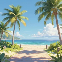 Beautiful magical palm beach, trending on artstation, 50mm
