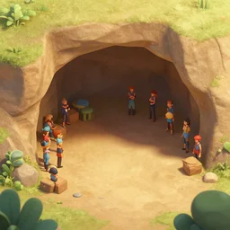 sunny cave, isometric game, smooth 3 d illustration, cinematic matte painting, soft render, servando lupini, handpaint texture, blender, 3 d coat, concept art by noah bradley, darek zabrocki, tyler edlin, jordan grimmer, neil blevins, james paick, natasha tan, highly detailed, ultra detailed, ultra realistic, trending
