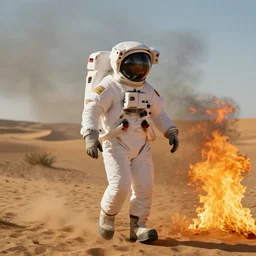 astronaut walking through the desert while on fire, craig mullins