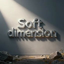 the title'soft dimension'in futuristic font