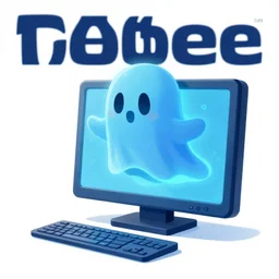 blue electric ghost coming out of a computer screen, fantasy illustration, magazine image, story cover