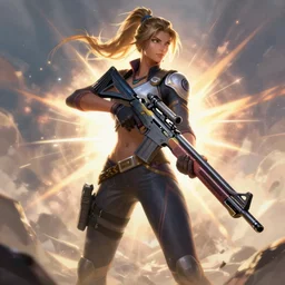 Hazard Carbine   as an Apex Legends character digital illustration portrait design by, Mark Brooks and Brad Kunkle detailed, gorgeous lighting, wide angle action dynamic portrait