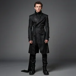 tom holland, portrait of a tom holland wearing rick owens clothing, rick owens drkshdw, darkwear look and clothes, we see them from feet to head, highly detailed and intricate, luxury, outfit photo, trending on r / streetwear