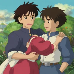 studio ghibli shot of rhett and link