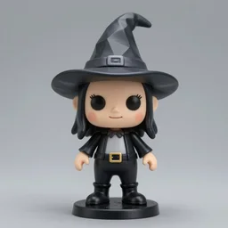 low resolution ultra faceted voroni female witch stop motion vinyl action figure, plastic, toy, butcher billy style