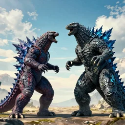 MonsterVerse Godzilla fighting Gigan and King Ghidorah