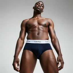 black male cyborg body modifications hd greg rutkowski calvin klein underwear advertisement low perspective!