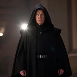 joe biden in star wars as emperor palpatine movie still, cinematic lighting, wearing hooded black robe, unlimited power, ray tracing, octane render, long lens, shallow depth of field, bokeh, anamorphic lens flare, 8 k, hyper detailed, 3 5 mm film grain,