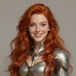ultra realistic style illustration of a beautiful cute red haired joyful young woman, full portrait, long hair, sci - fi, fantasy, intricate, elegant, digital painting, artstation, concept art, smooth, sharp focus, 8 k frostbite 3 engine, ultra detailed, art by artgerm and greg rutkowski and magali villeneuve