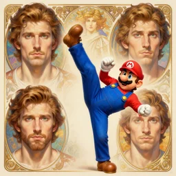 gigachad luigi bodybuilder kicking in final fight by ilya kuvshinov, ernest khalimov body by krista sudmalis, super mario bros symmetrical face concept art, hyper realistic, intricate, elegent, highly detailed, digital painting, concept art, smooth, sharp, focus, illustration, art by artgerm and greg rutkowski and alphonse mucha, artstation