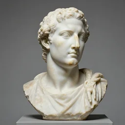 antique greek marble statue of dwayne johnson, 1 / 4 headshot, portrait
