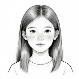 a black and white ink drawing of a freckled ten year old girl named lucy in winter fur park and and a fur hat, ( ( ( ( smiling ) ) ) ), ( ( ( ( ( ( ( ( waving ) ) ) ) ) ) ) )