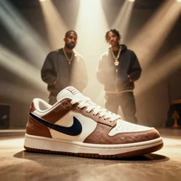 a photoshoot for a new shoe brand made by kanye west and kid cudi, dramatic, ektachrome, vintage, wide angle, ultra - wide angle, warm color palette, light mode, 2. 5 - dimensional, 1 6 k, ultra - hd, megapixel, cga, rays of shimmering light, mist, screen space reflections