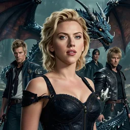 a fancy portrait of Scarlett Johansson as a dragon by Greg Rutkowski, Sung Choi, Mitchell Mohrhauser, Maciej Kuciara, Johnson Ting, Maxim Verehin, Peter Konig, final fantasy , mythical, 8k photorealistic, cinematic lighting, HD, high details, atmospheric,