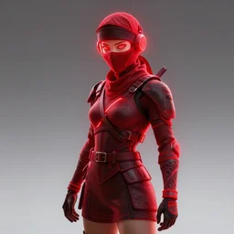 A female ninja red neon concept art Hicham Habchi, very detailed, high quality