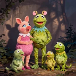 Kermit, Miss Piggy and their offsprings, by Martin Schoeller