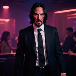 john wick in a night club, cinematic photography, 4k