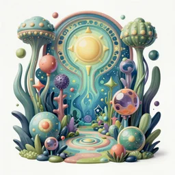 dreamlike primordial garden glitchcore , glossy painting, Art Nouveau Cosmic 4k Detailed Matte Illustration featured on Getty Images ,CGSociety, Jade and Carrot orange color scheme, Pastiche by Marc Simonetti, Pastiche by Cedric Peyravernay