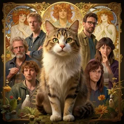 highly detailed vfx portrait of a cat, unreal engine, greg rutkowski, loish, rhads, beeple, makoto shinkai and lois van baarle, ilya kuvshinov, rossdraws, tom bagshaw, alphonse mucha, global illumination, detailed and intricate environment