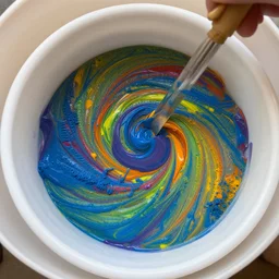 globs of colored paint stirred together
