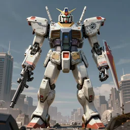symmetrical dieselpunk warrior, giant juggernougt gundam with two legs, details and decals in the utopia city. sci - fi, by mandy jurgens, ashley wood, ernst haeckel, james jean