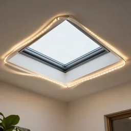 skylight with led strip light surround, realistic, photography, home and garden, houzz, 8k,