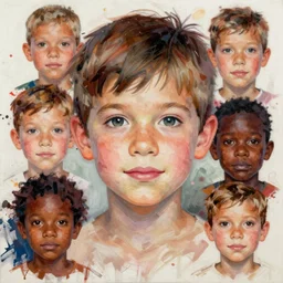 a messy painting of a 8 5 - year - old using all known skin tones by delphin enjolras, highly detailed, sharp focus, trending on artstation