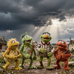 a vintage photo of the Muppets storming Normandy