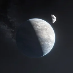 minimalist cinematic scifi render of atmospheric space, planet and moon, nebula, homeworld skies, volumetric lighting, 4 k, 8 k, hd