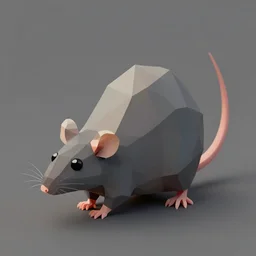 low poly diagonally spinning rat