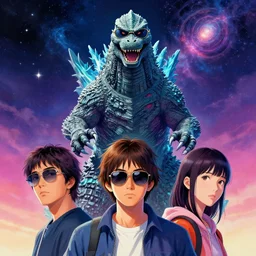 a portrait of shin godzilla with sunglasses in front of the camera by inio asano, beeple and james jean, aya takano color style, 8 k, super detailed, night sky, digital art, digital painting, celestial, majestic, colorful, front