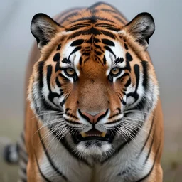 a tiger with the face of an insect, extreme detail, digital art, mist