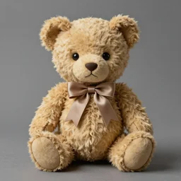 a teddy bear doll with a bow in the style of gifford beal, highly detailed, 8 k